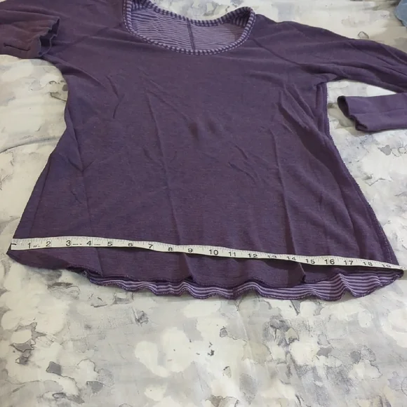 Size M Lululemon Purple Striped Long Sleeve Reversible Shirt - Picture 13 of 16